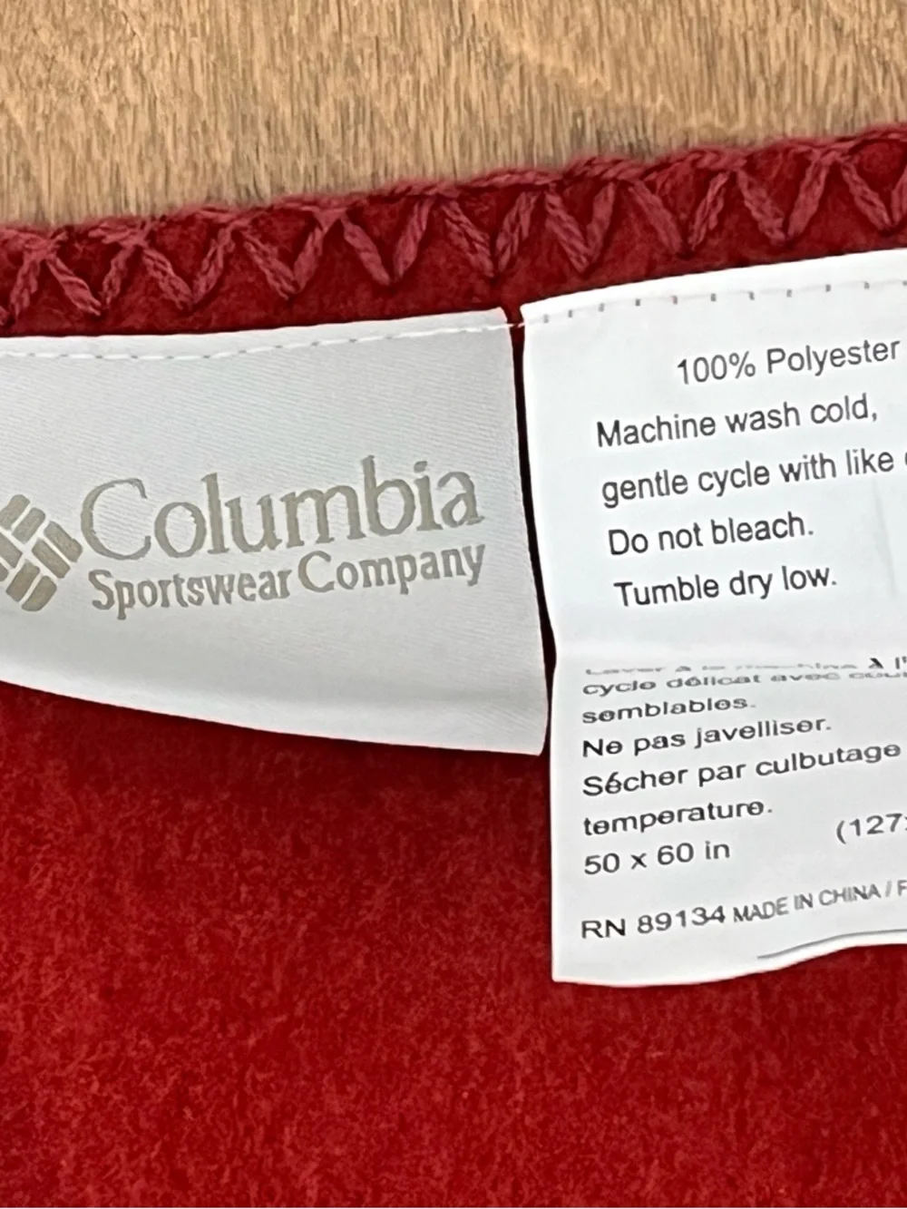 Columbia: Throw / Travel Blanket 59” x 50” Dark Red w/ Outdoor - Wildlife Scenes